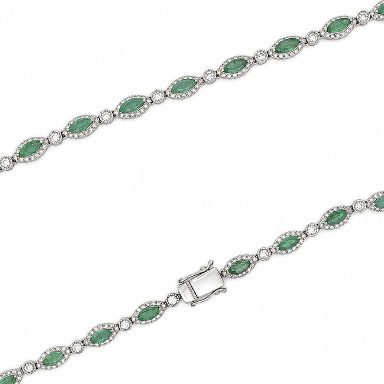 Marquise Tsavorite and Diamond Tennis Necklace — White Gold / OOLE-RDRLEE
