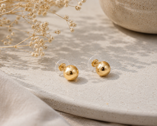 Polished Rose Gold Ball Stud Earrings