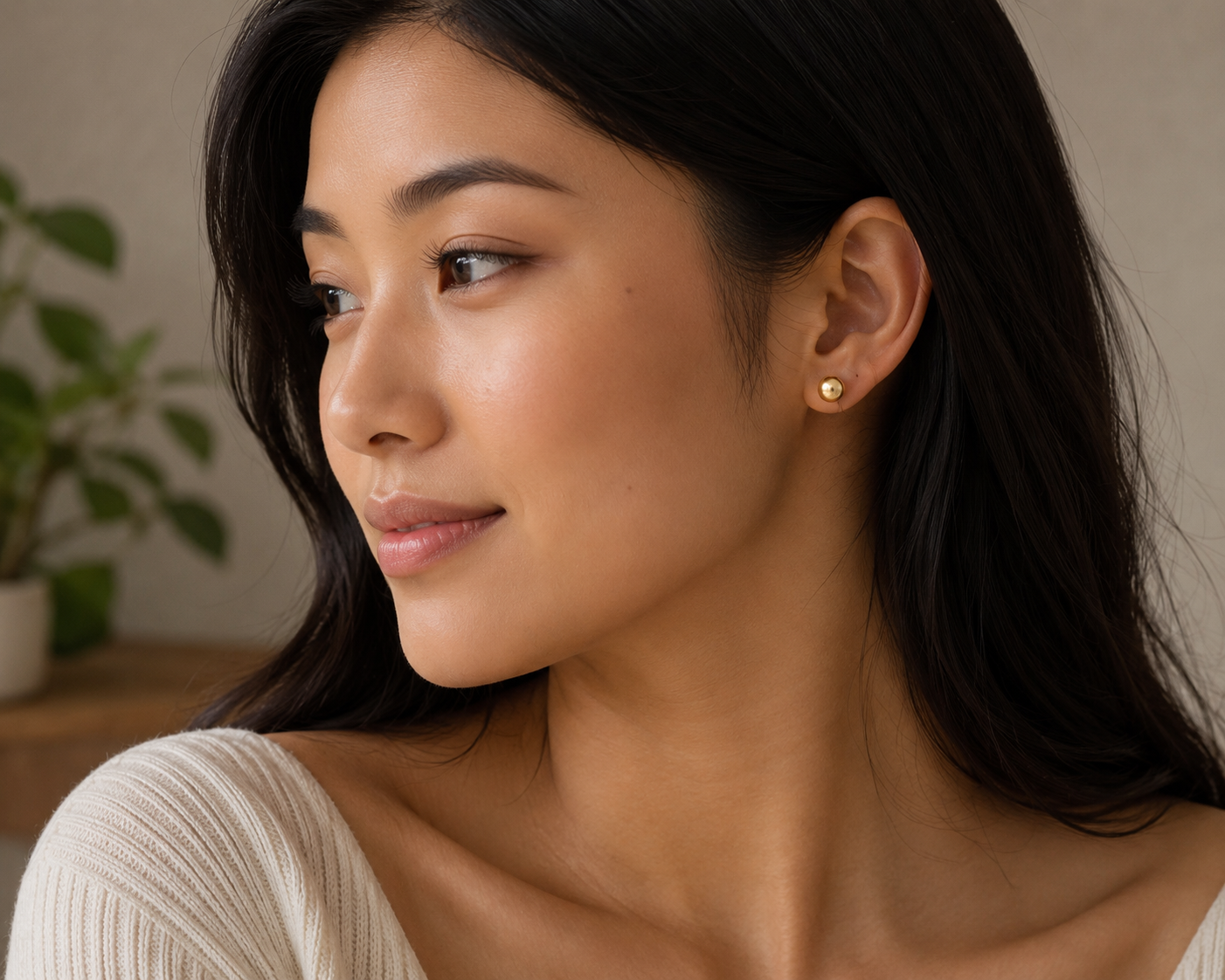 Polished Rose Gold Ball Stud Earrings