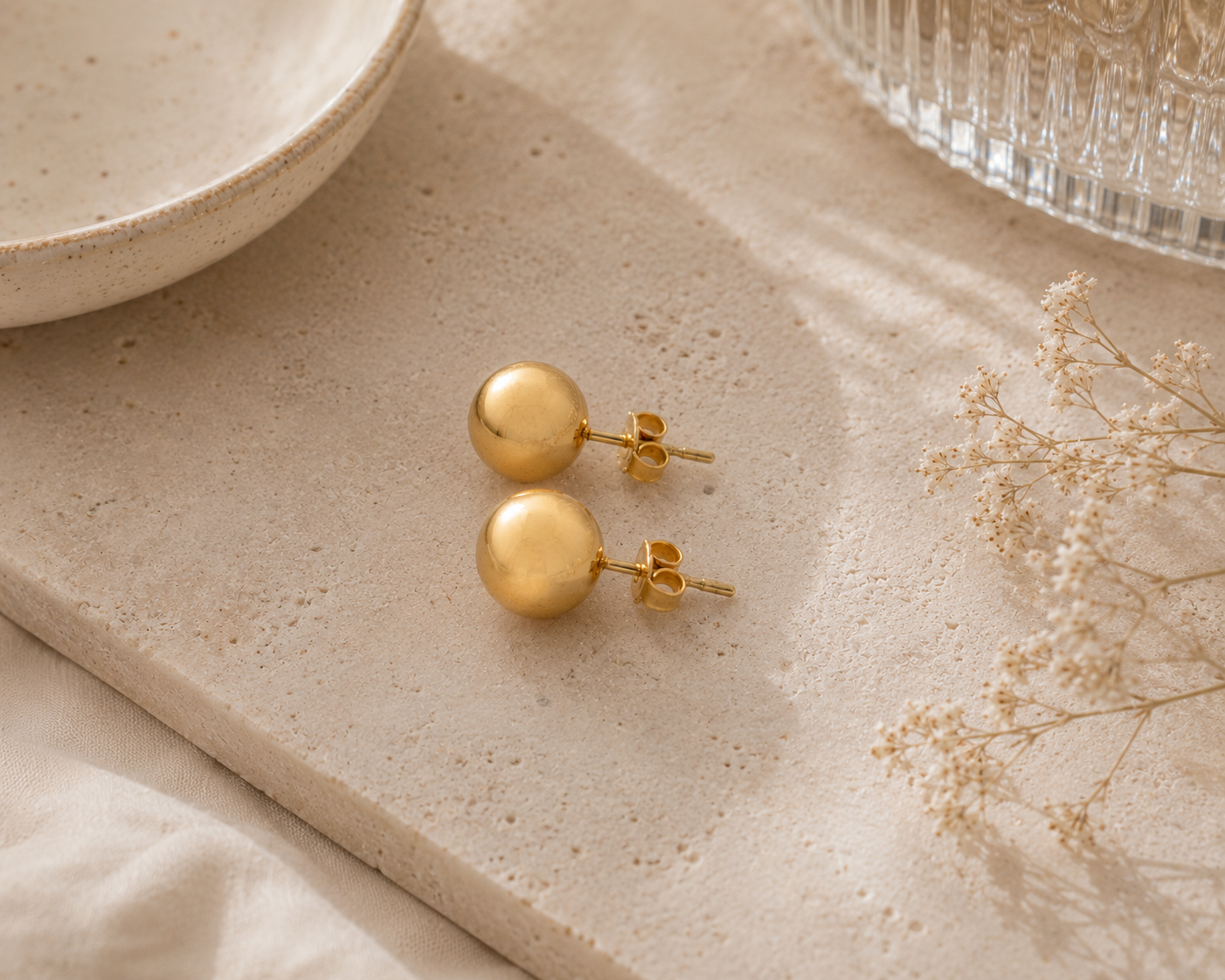 Classic Yellow Gold Ball Stud Earrings
