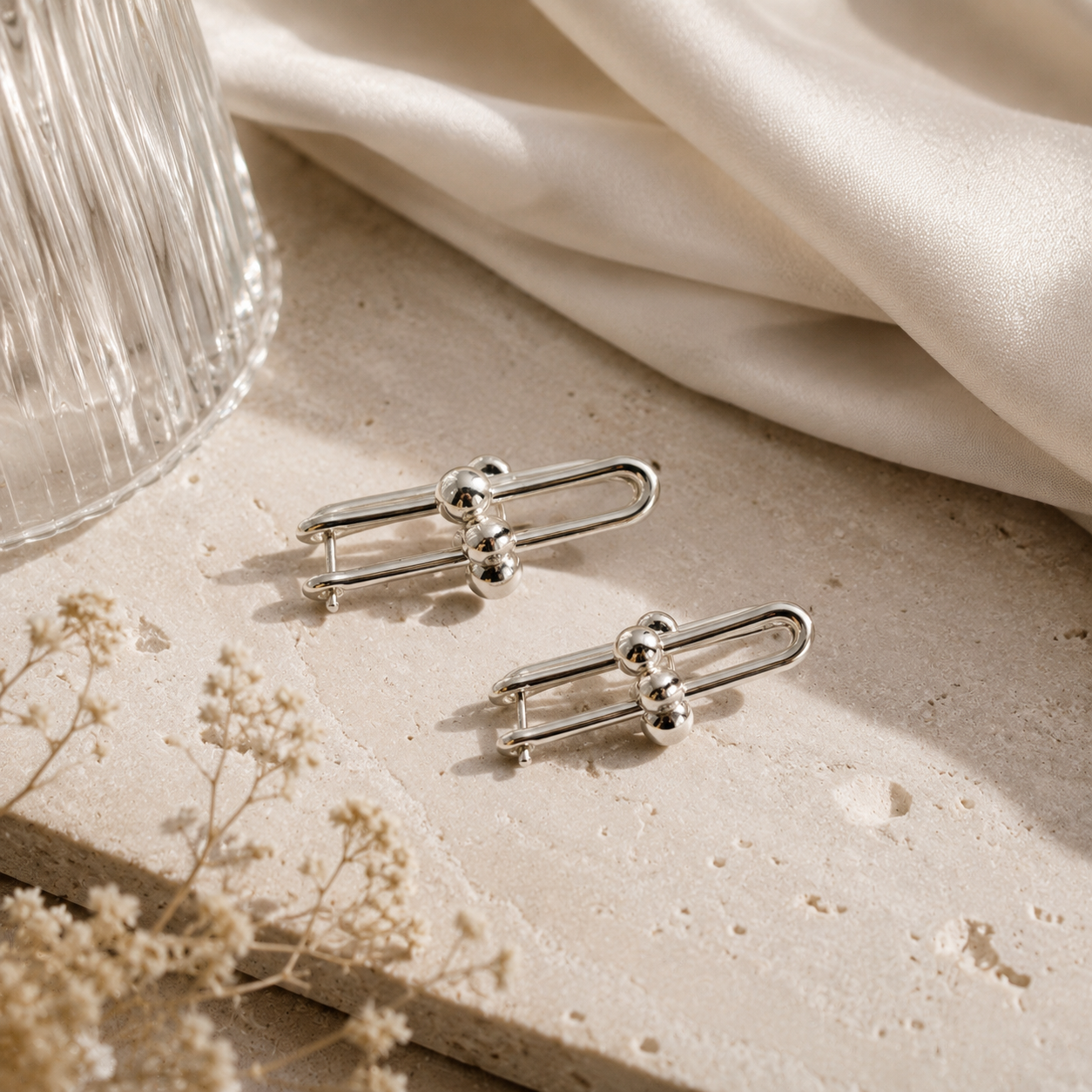 Hardwear Link Drop Earrings — White Gold
