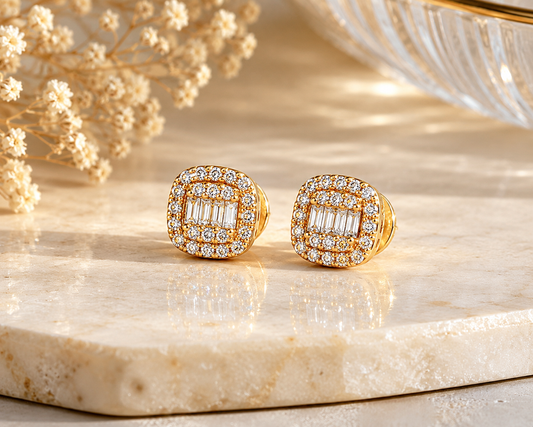 Diamond Cluster Stud Earrings in Rose Gold