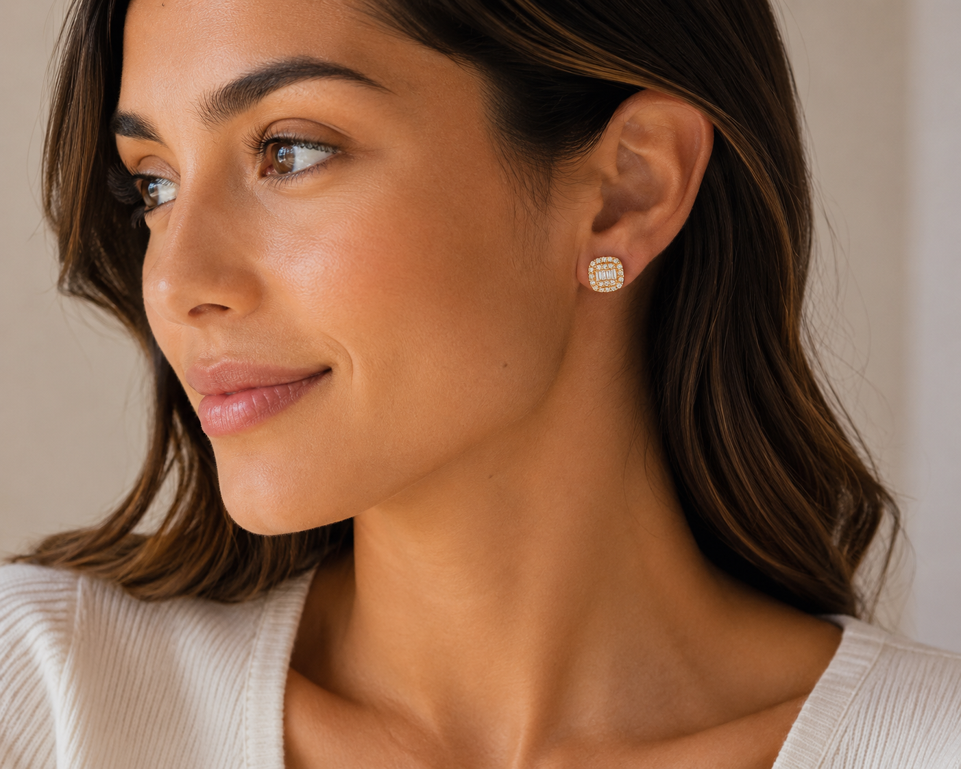 Diamond Cluster Stud Earrings in Rose Gold