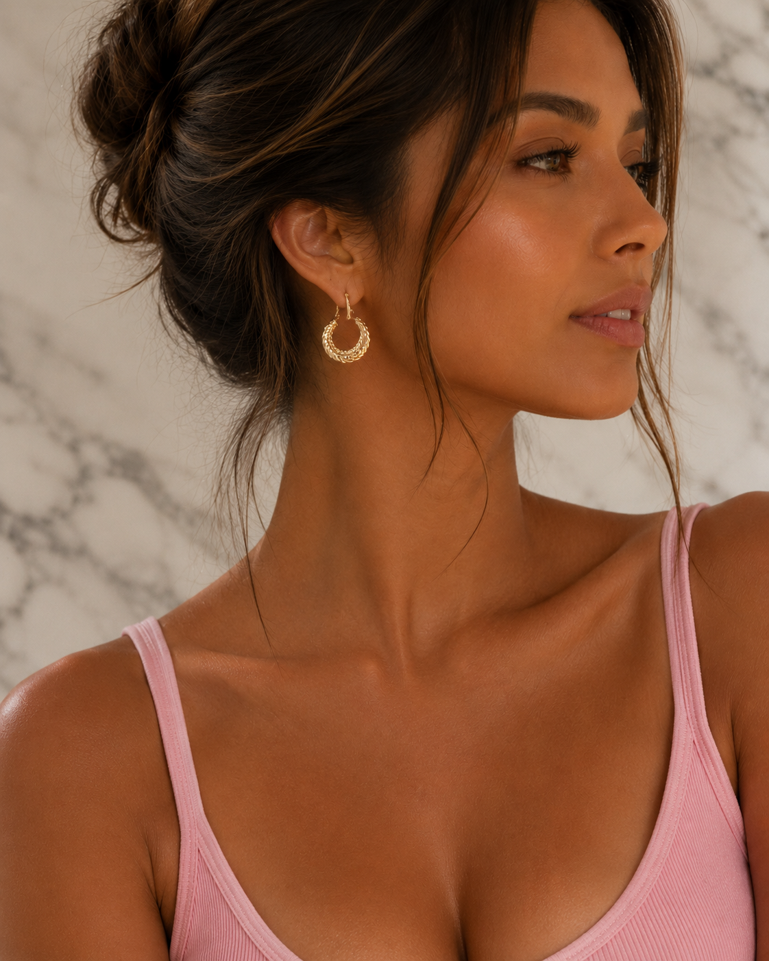 Twisted Rope Hoop Earrings in Yellow Gold