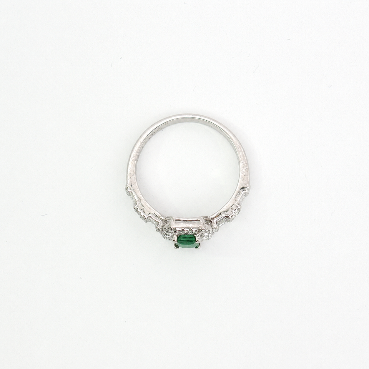White Gold Emerald Halo Articulated Jewelry Set
