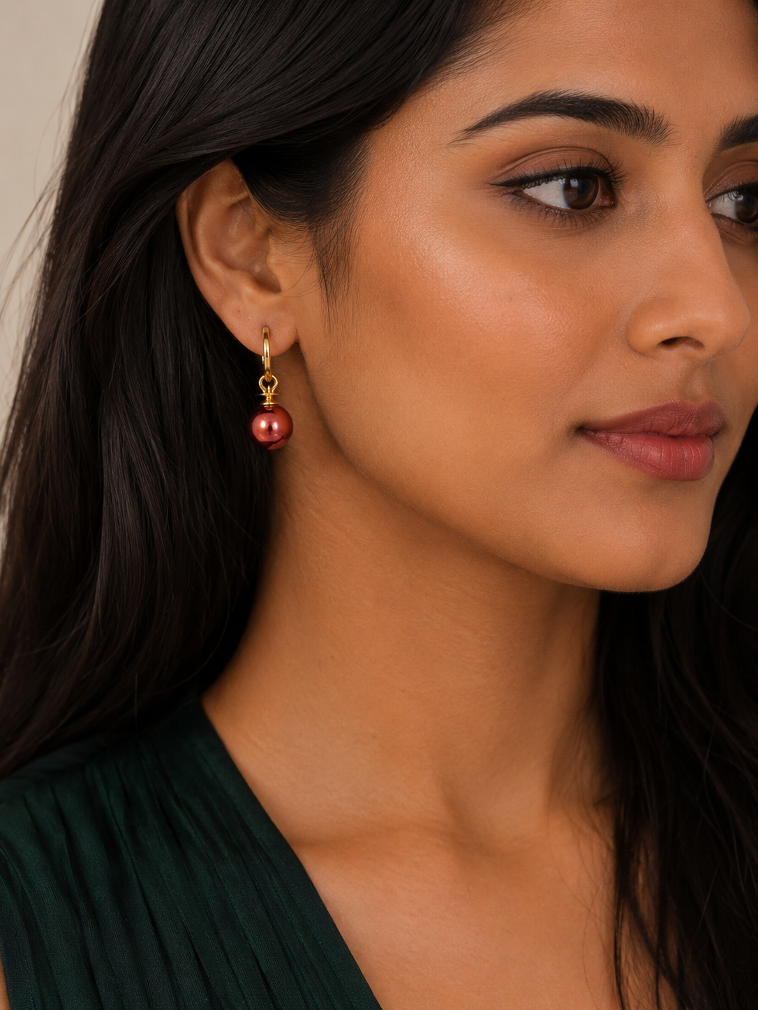 Yellow Gold Bronze Pearl Stud Earrings