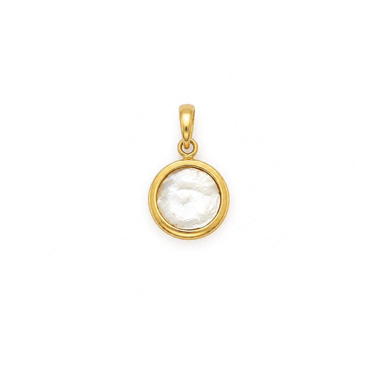 Classic Round White Pearl Pendant in Yellow Gold