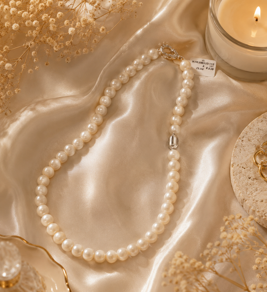 Classic Pearl Strand Necklace with Silver Clasp