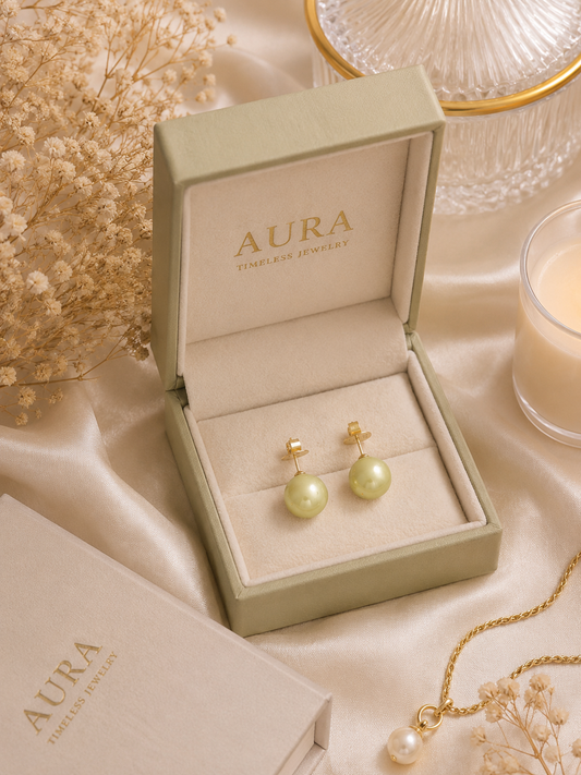Gold Pearl Stud Earrings