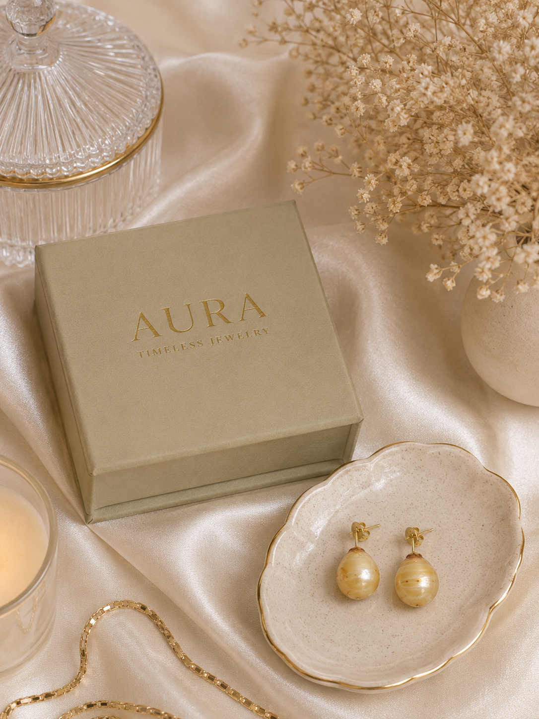 Yellow Gold Pearl Stud Earrings