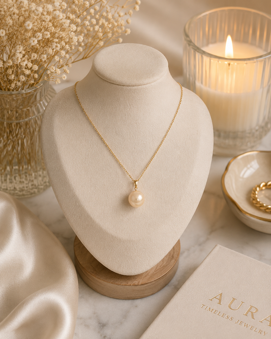 Classic Round Pearl Pendant in Yellow Gold