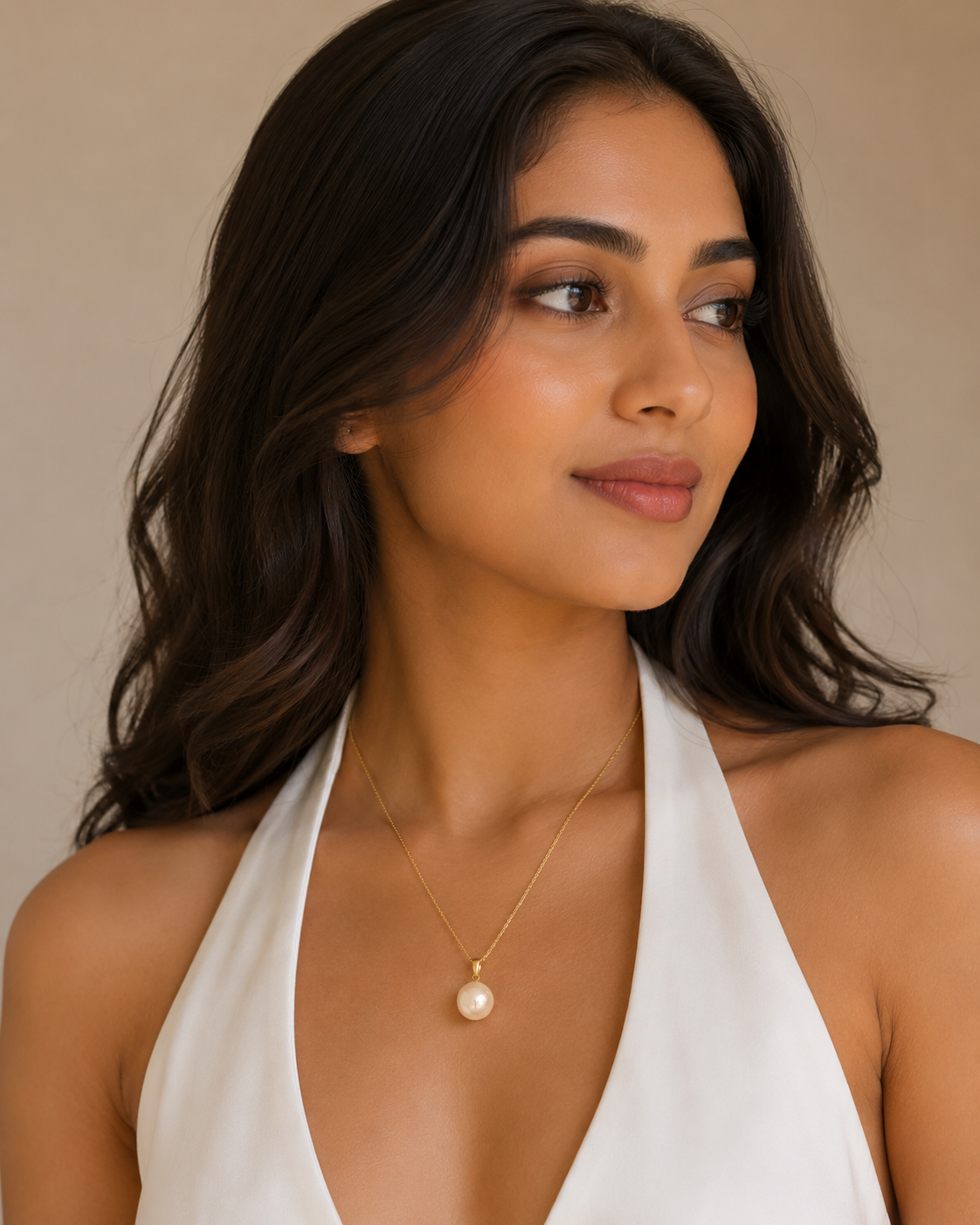 Classic Round Pearl Pendant in Yellow Gold