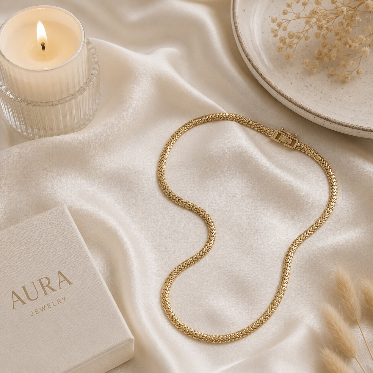 Yellow Gold Chevron Link Chain Necklace