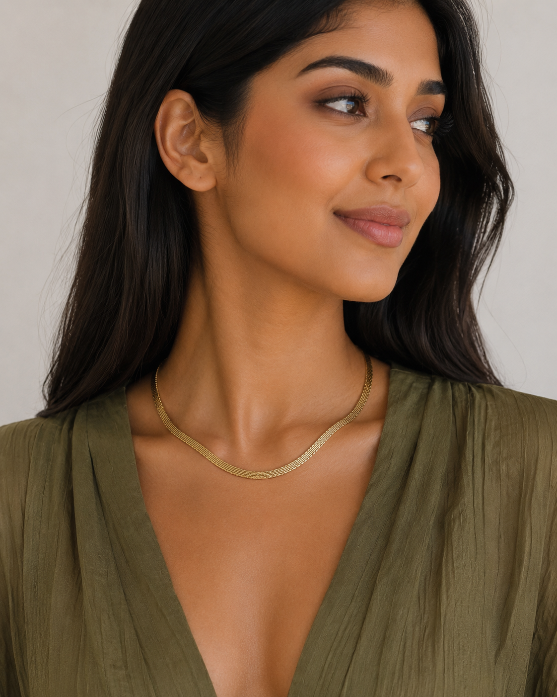 Yellow Gold Woven Mesh Link Chain Necklace