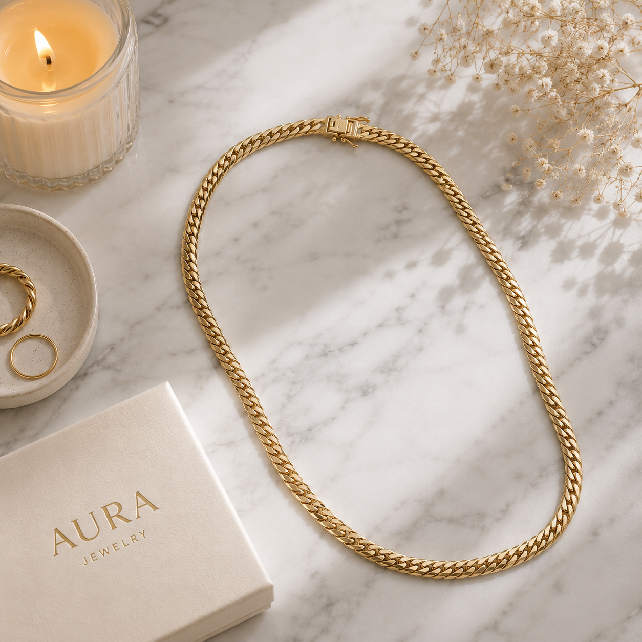 Yellow Gold Cuban Link Chain Necklace