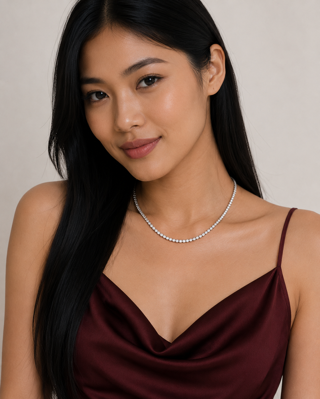 N245036-0614 Diamond Tennis Chain Necklace in White Gold / AODL-ULEEE