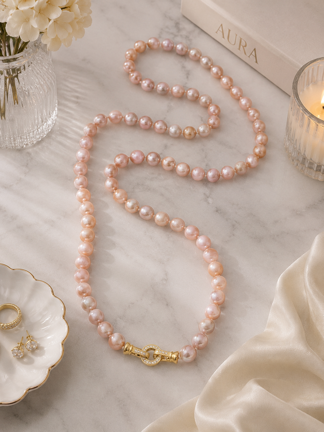 Classic Pink Pearl Strand Necklace