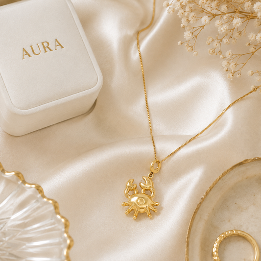 Polished Yellow Gold Crab Pendant Necklace