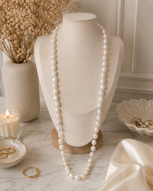 White Baroque Pearl Strand Necklace