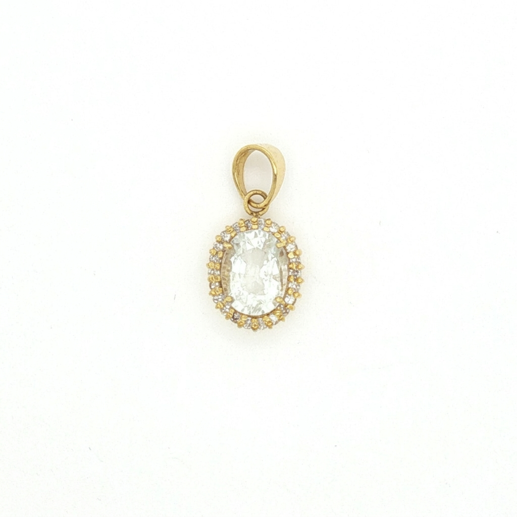 Oval Morganite Halo Pendant in Yellow Gold