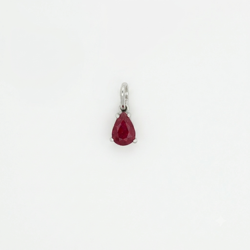 Pear-Shaped Ruby Pendant in White Gold