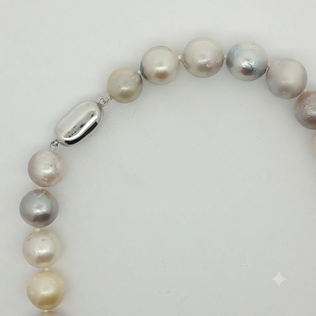 Multi-Color Pearl Strand Necklace with Silver Clasp