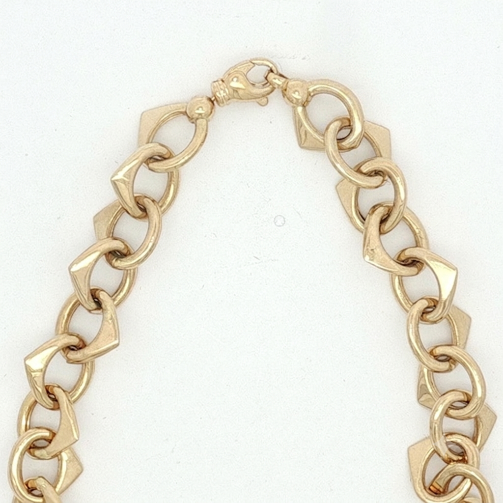 Alternating Geometric Link Chain Necklace in Yellow Gold