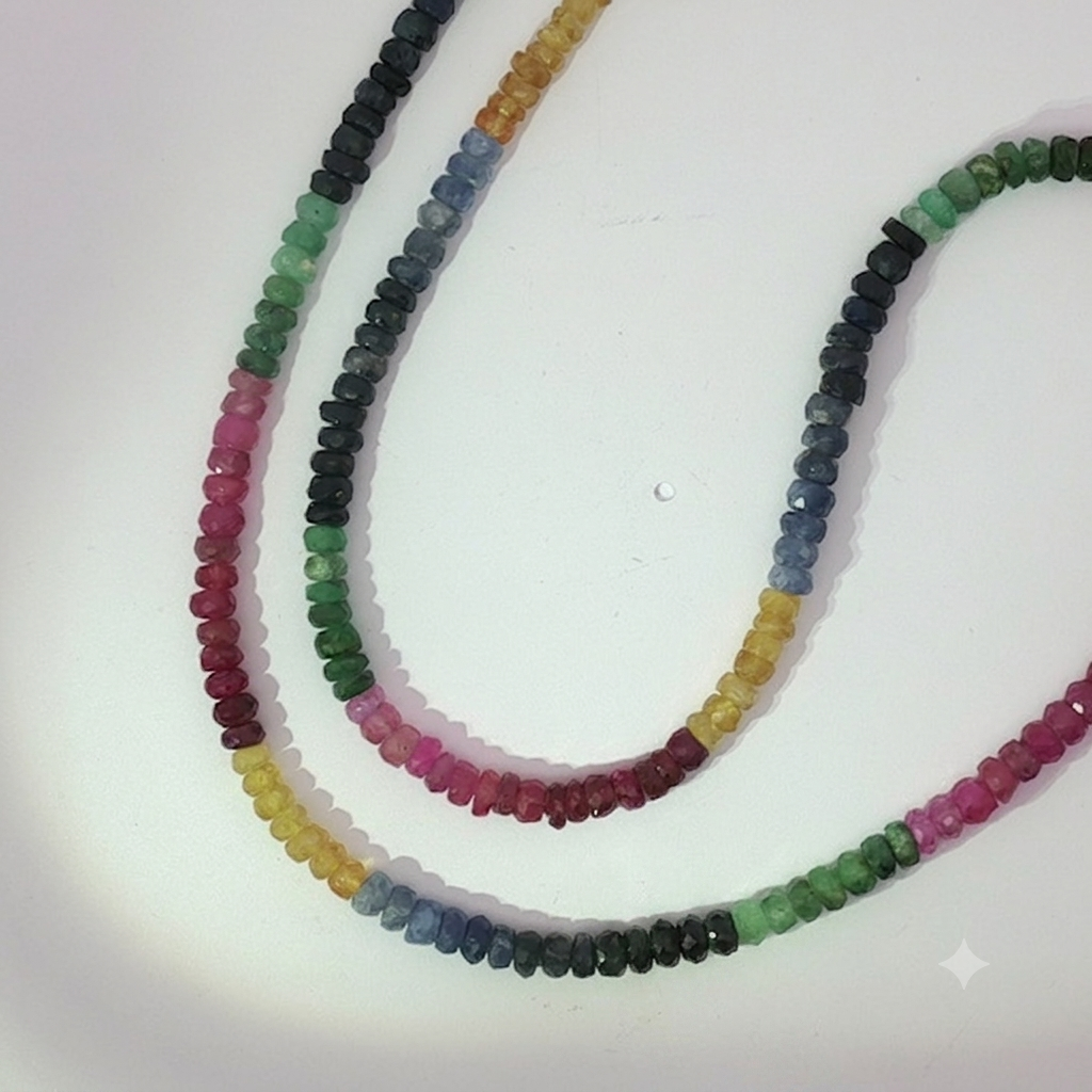 Faceted Multi-Color Sapphire Beaded Necklace