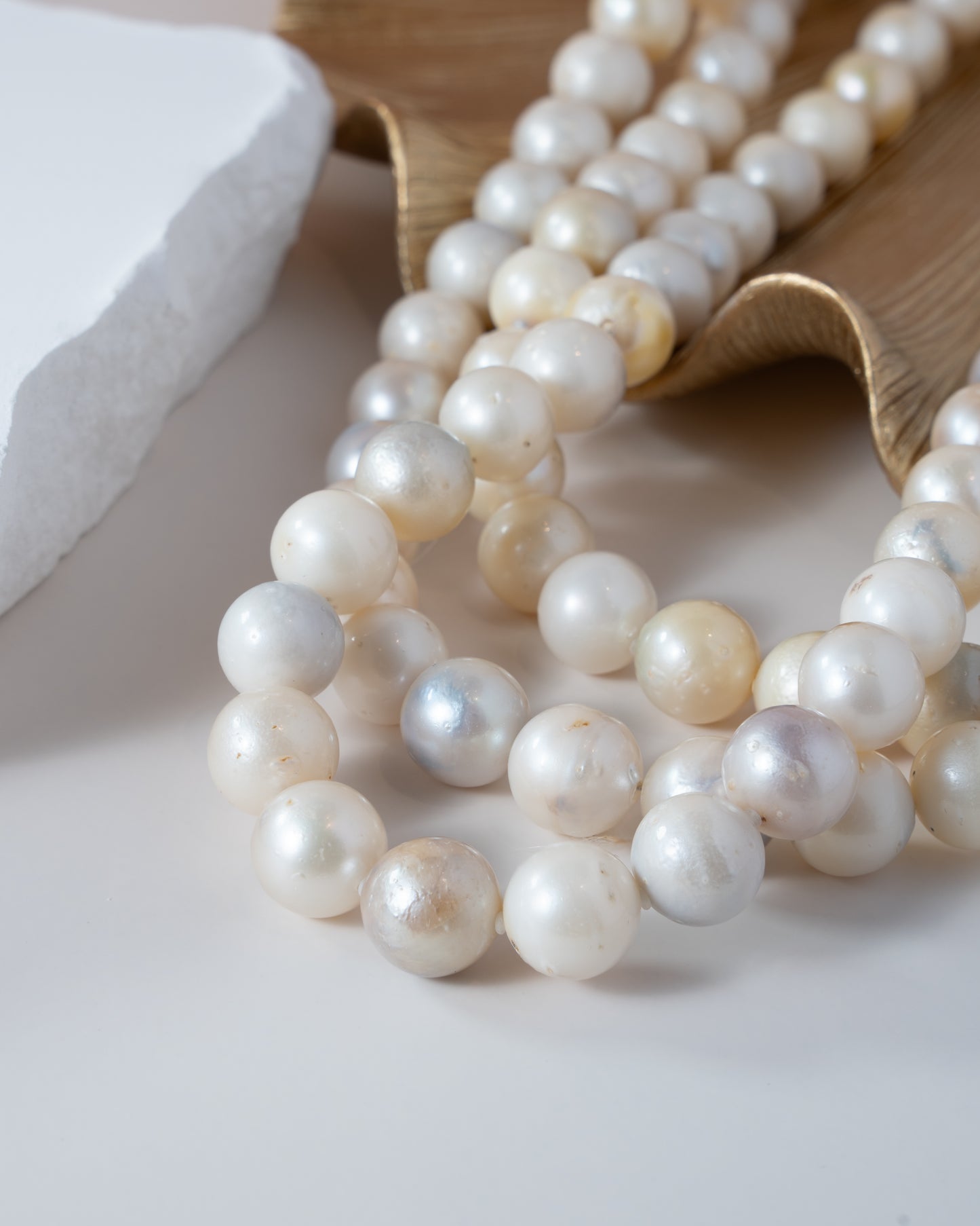 Three-Strand Pearl Necklace with Silver Clasp