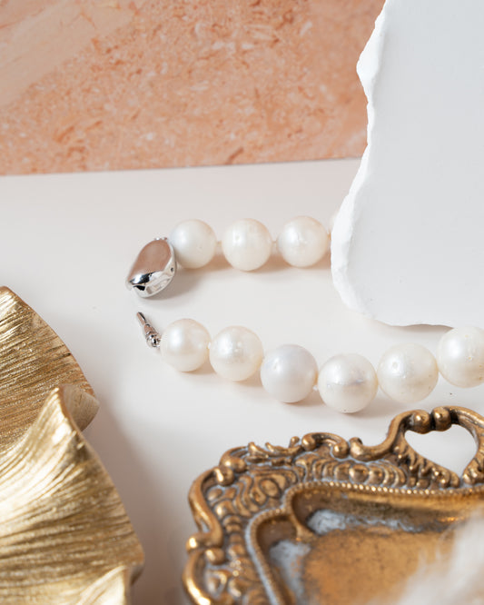 Classic Single Strand Pearl Choker with Silver Clasp