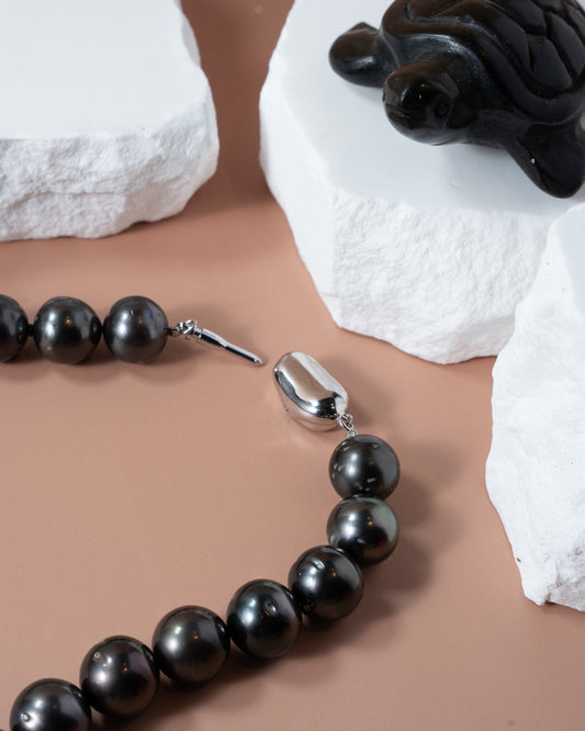 Tahitian Color Pearl Strand Choker with Silver 925 Clasp