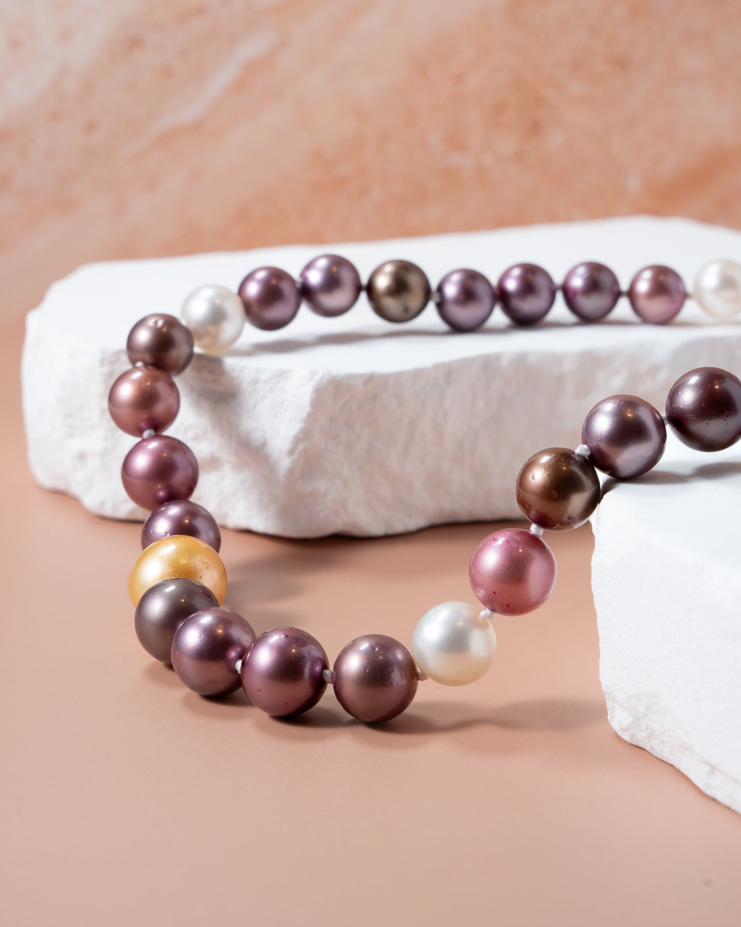 Multi-Color Pearl Necklace in Silver
