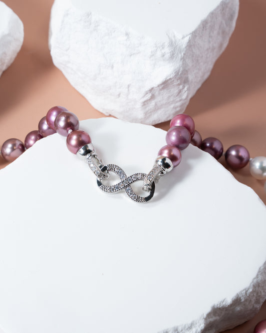 Multi-Color Pearl Necklace in Silver