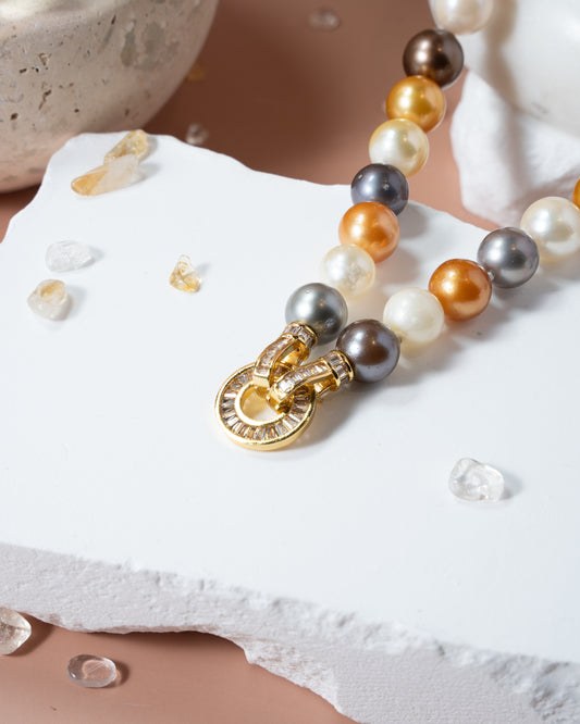 Multi Colored Pearl Necklace in 5 Micron Setting